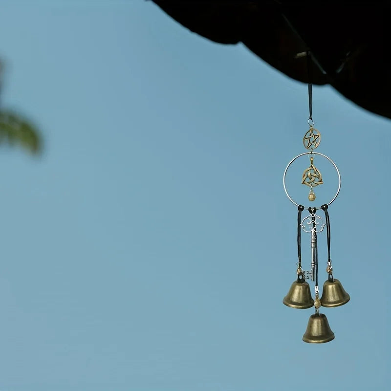 1pc witch bell doorknob hanging decorative wicker wind chime home decoration - mysticpandora